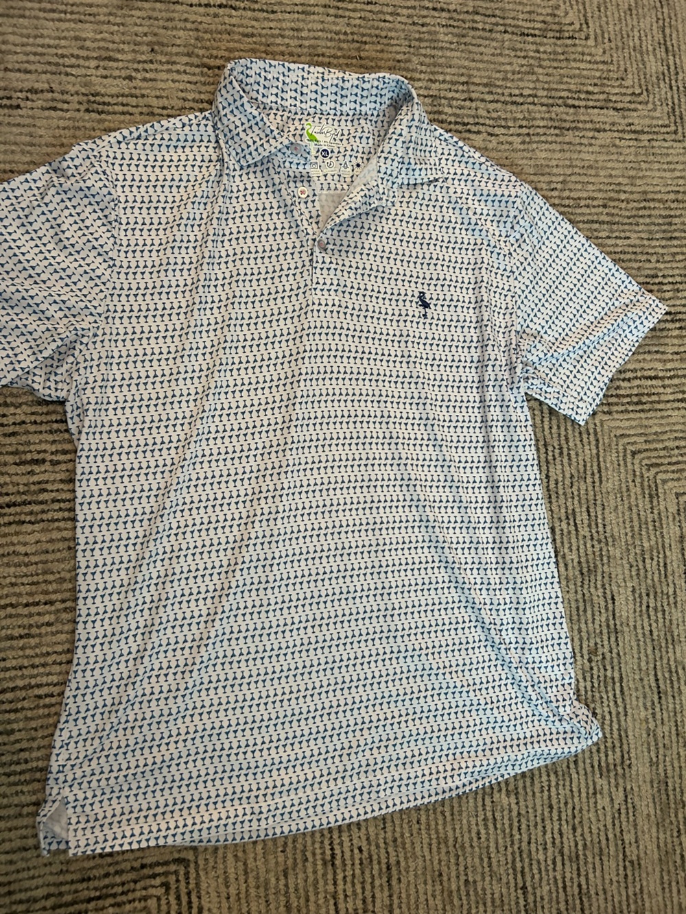 Tailorbyrd Men's Blue Polo Shirt XL Golf Cocktail Print